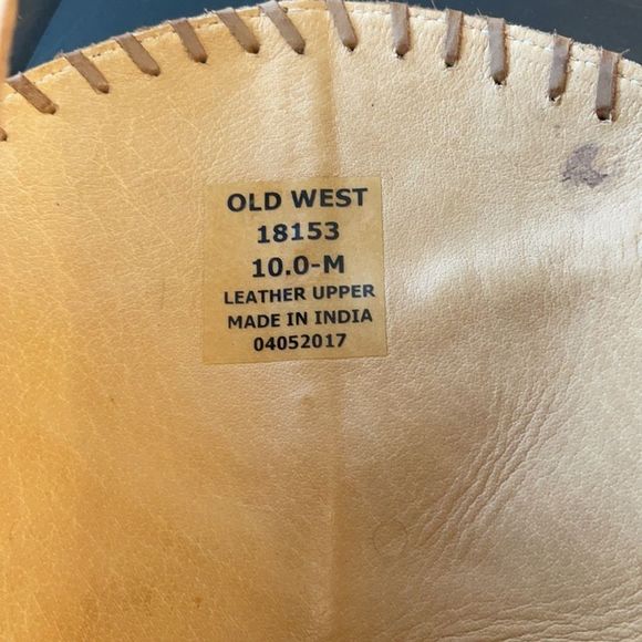 Old West Leather WOMEN'S TAN CROSS STITCH COWGIRL BOOTS - ROUND TOE - Picture 7 of 12